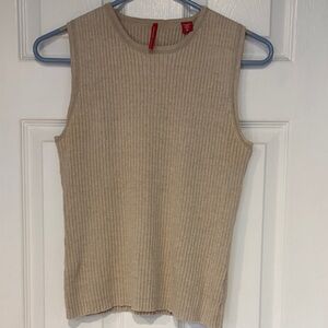 Beige Ribbed Sleeveless Tank Top